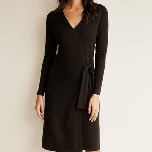 Banana Republic Chocolate Brown Tie Front Long Sleeve Midi Dress Size Large